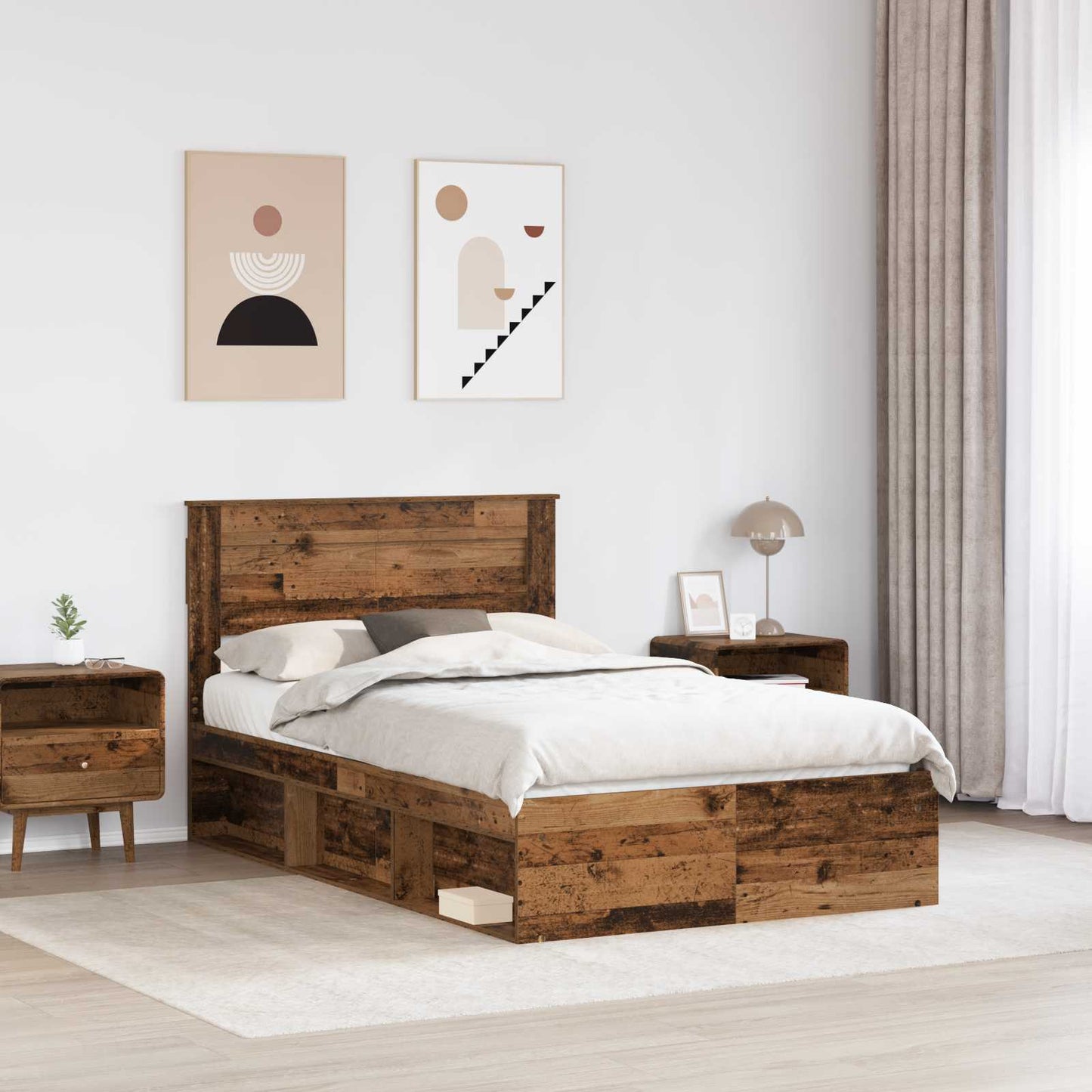Bed Frame with Headboard Old Wood 120 x 200 cm Solid Pine Wood