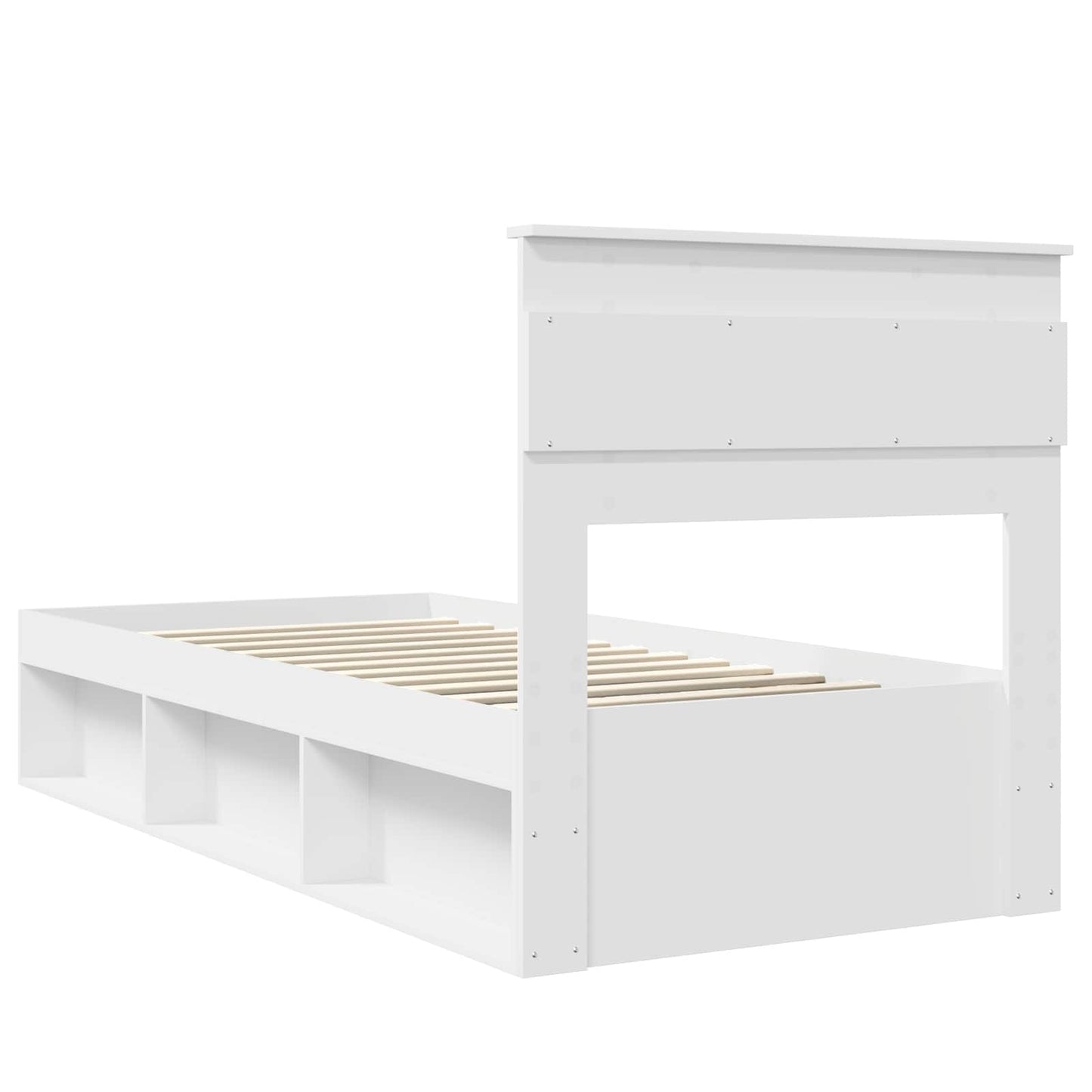 Bed Frame with Headboard White 100 x 200 cm Solid Pine Wood