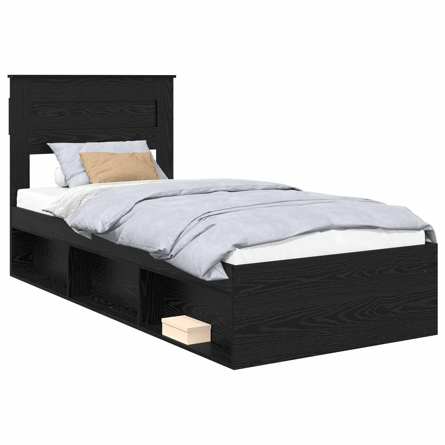 Bed Frame with Headboard Black 100 x 200 cm Solid Pine Wood