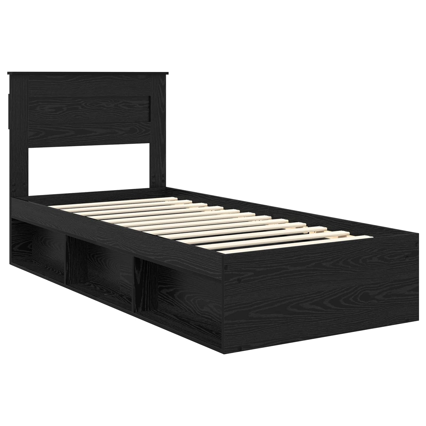 Bed Frame with Headboard Black 100 x 200 cm Solid Pine Wood