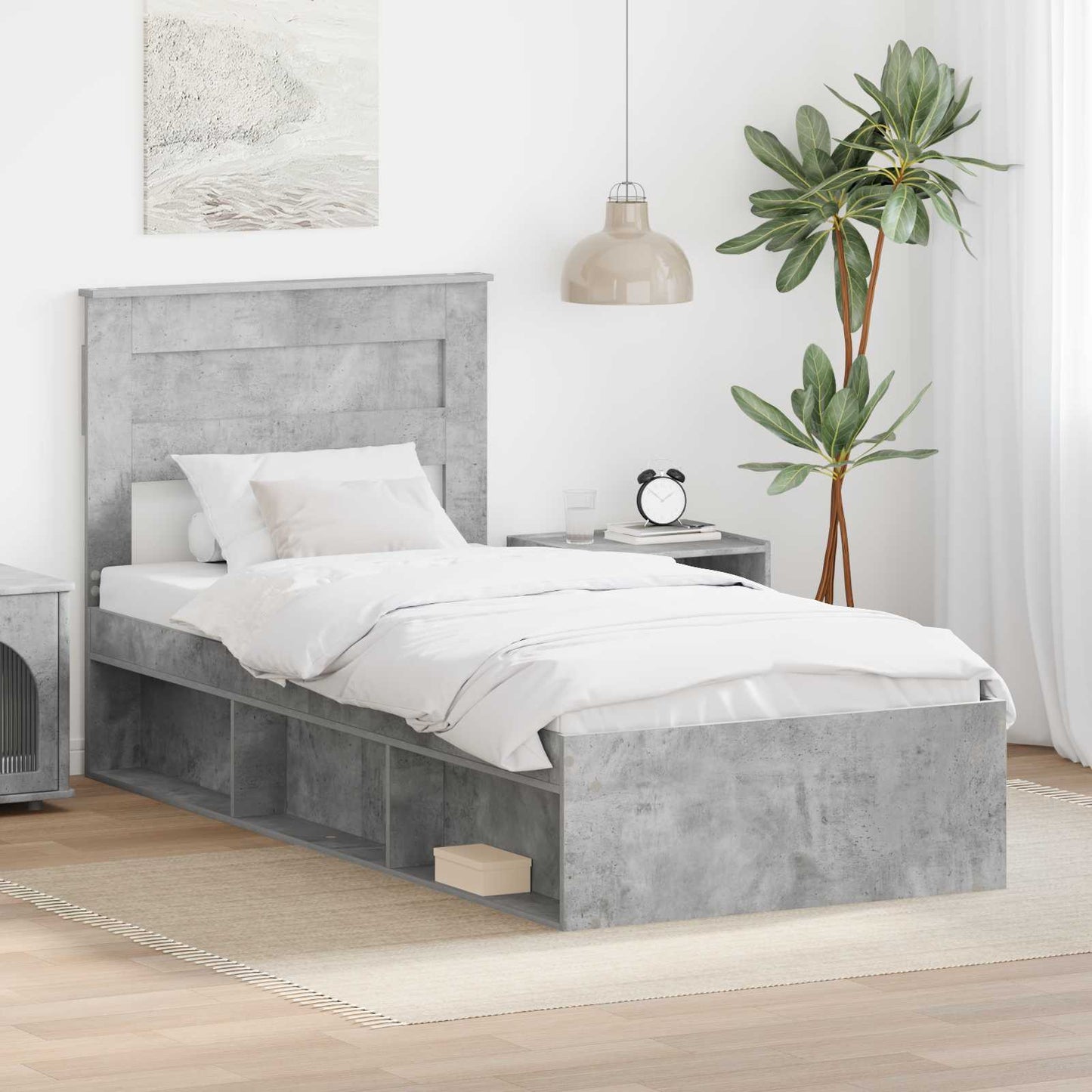 Bed Frame Concerte Grey 100 x 200 cm Solid Pine Wood