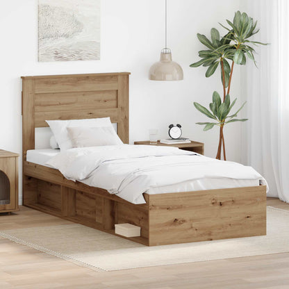 Bed Frame Artisian Oak 100 x 200 cm Solid Pine Wood