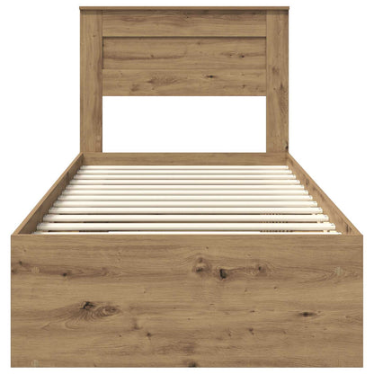 Bed Frame Artisian Oak 100 x 200 cm Solid Pine Wood