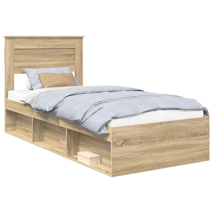 Bed Frame with Headboard Sonoma 90 x 190 cm Solid Pine Wood