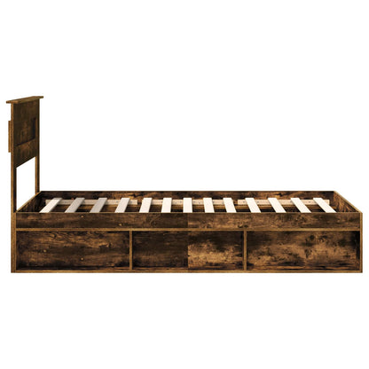 Bed Frame with Headboard Smoked Oak 90 x 190 cm Solid Pine Wood