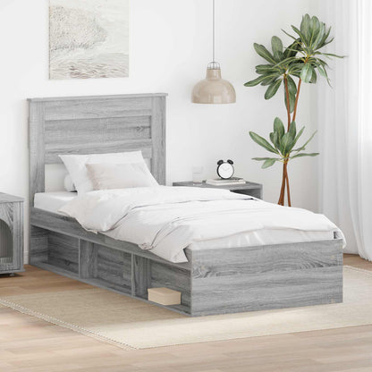 Bed Frame with Storage Grey Sonoma 90 x 190 cm Solid Pine Wood