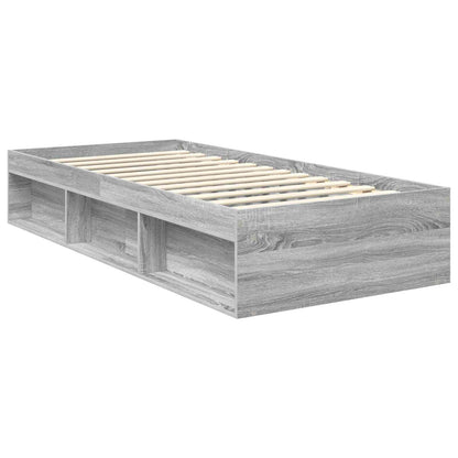 Bed Frame with Storage Grey Sonoma 90 x 190 cm Solid Pine Wood