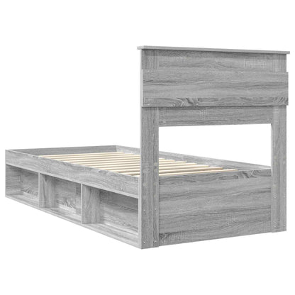 Bed Frame with Storage Grey Sonoma 90 x 190 cm Solid Pine Wood