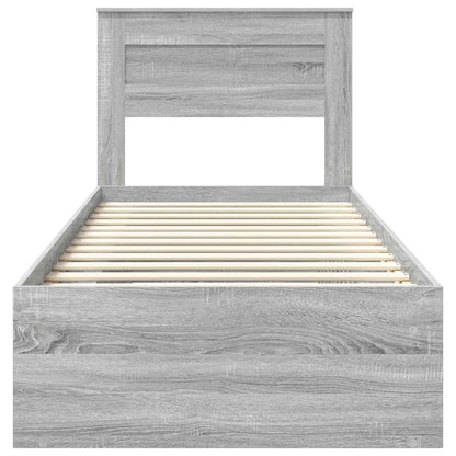 Bed Frame with Storage Grey Sonoma 90 x 190 cm Solid Pine Wood