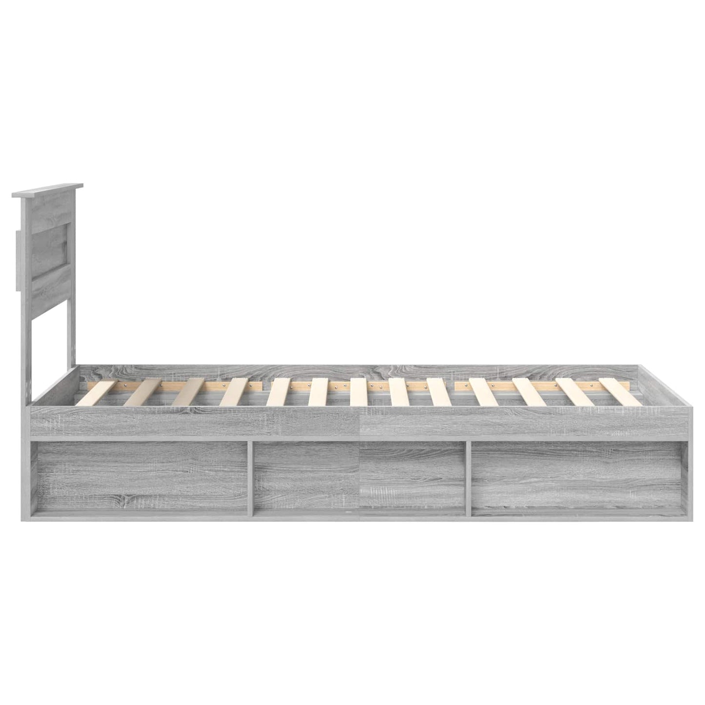 Bed Frame with Storage Grey Sonoma 90 x 190 cm Solid Pine Wood