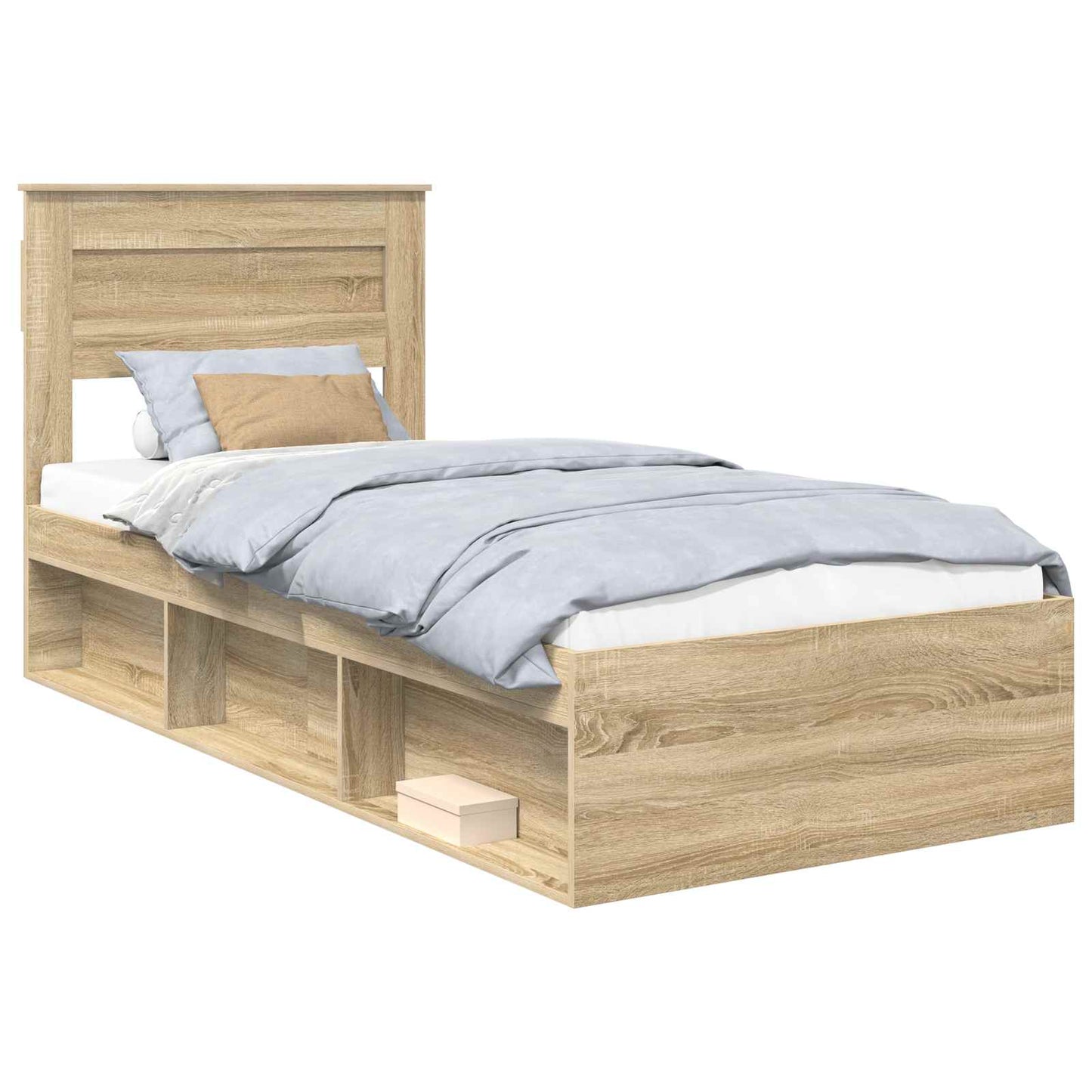 Bed Frame with Mattress Sonoma Oak 90 x 200 cm Solid Pine Wood