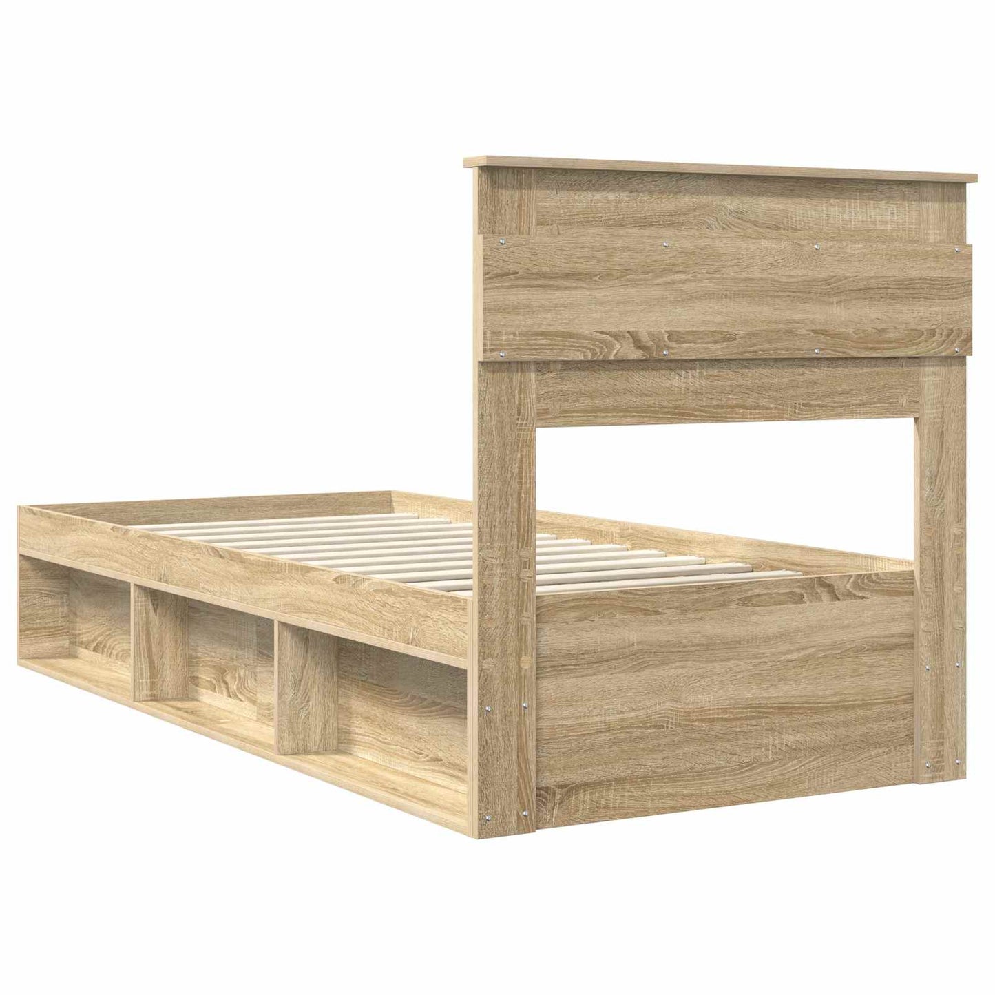 Bed Frame with Mattress Sonoma Oak 90 x 200 cm Solid Pine Wood
