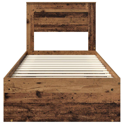 Bed Frame with Headboard Old Wood 90 x 200 cm Solid Pine Wood