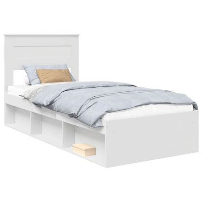 Bed Frame with Headboard White 75 x 190 cm Solid Pine Wood