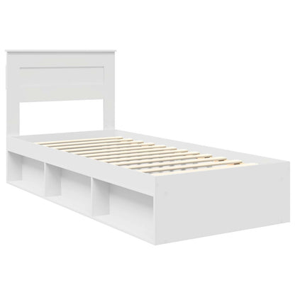 Bed Frame with Headboard White 75 x 190 cm Solid Pine Wood