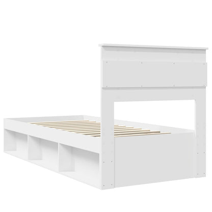 Bed Frame with Headboard White 75 x 190 cm Solid Pine Wood