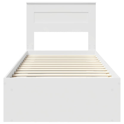 Bed Frame with Headboard White 75 x 190 cm Solid Pine Wood