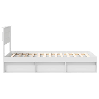 Bed Frame with Headboard White 75 x 190 cm Solid Pine Wood