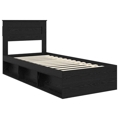 Bed Frame with Headboard Black 75 x 190 cm Solid Pine Wood
