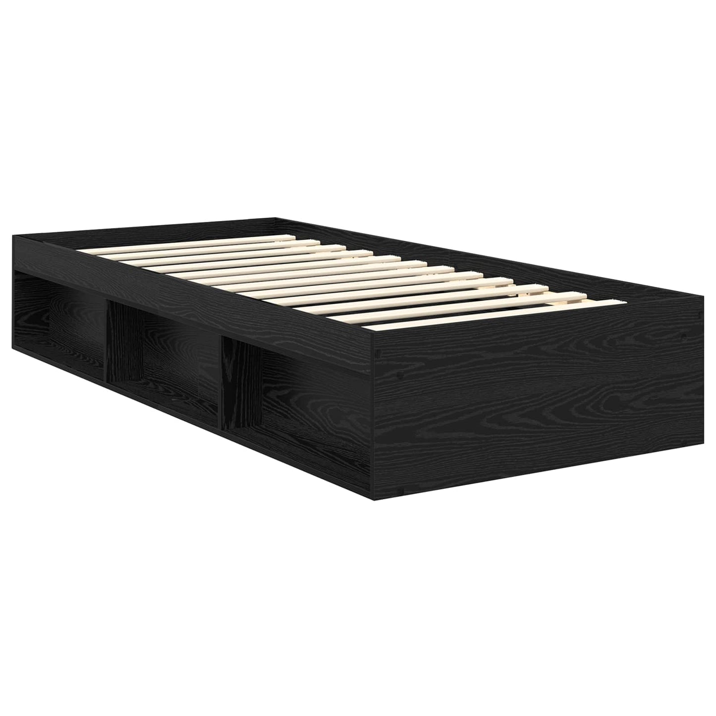 Bed Frame with Headboard Black 75 x 190 cm Solid Pine Wood