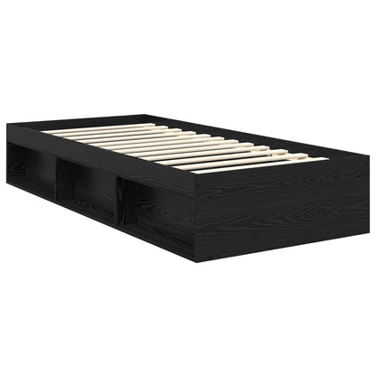 Bed Frame with Headboard Black 75 x 190 cm Solid Pine Wood