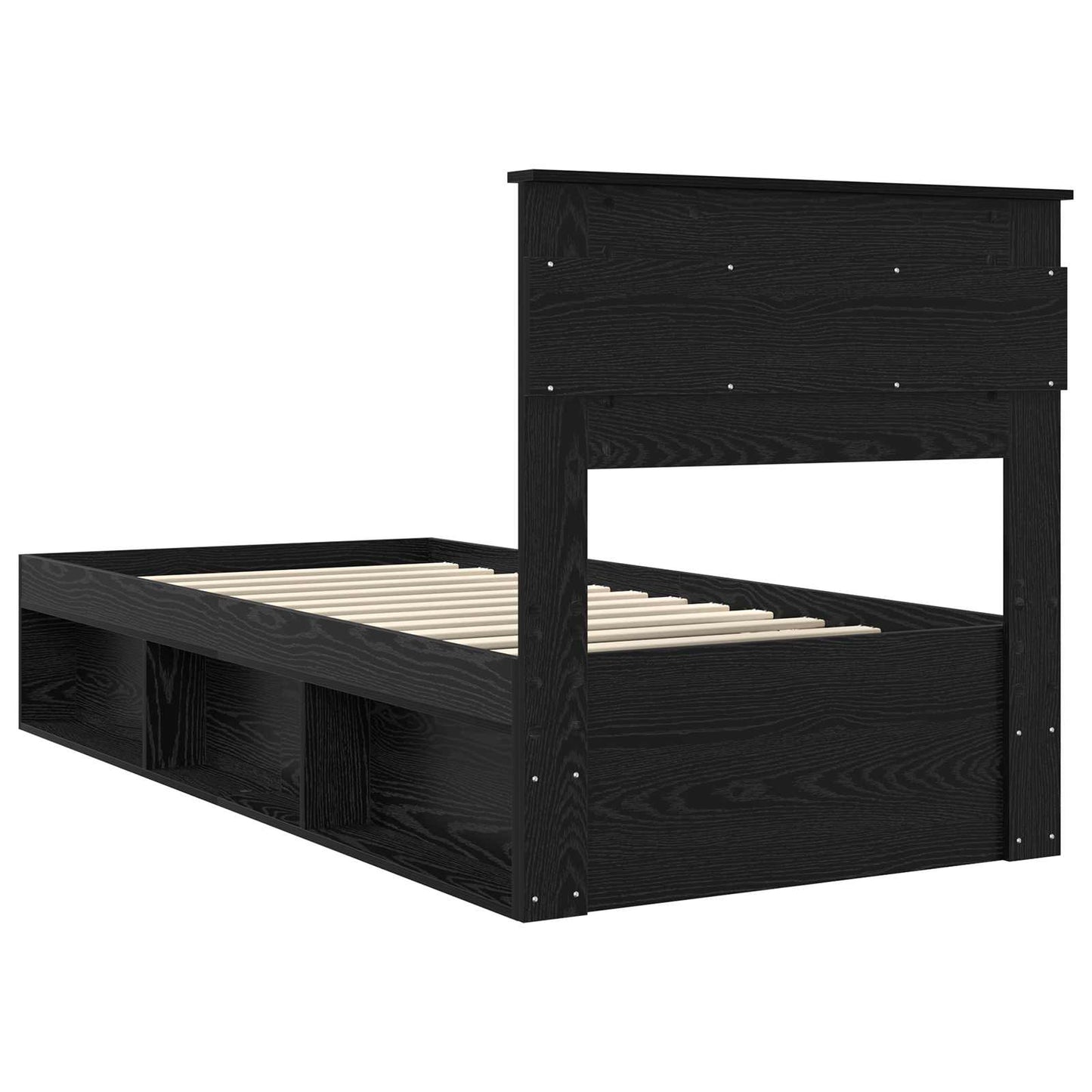 Bed Frame with Headboard Black 75 x 190 cm Solid Pine Wood