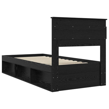 Bed Frame with Headboard Black 75 x 190 cm Solid Pine Wood