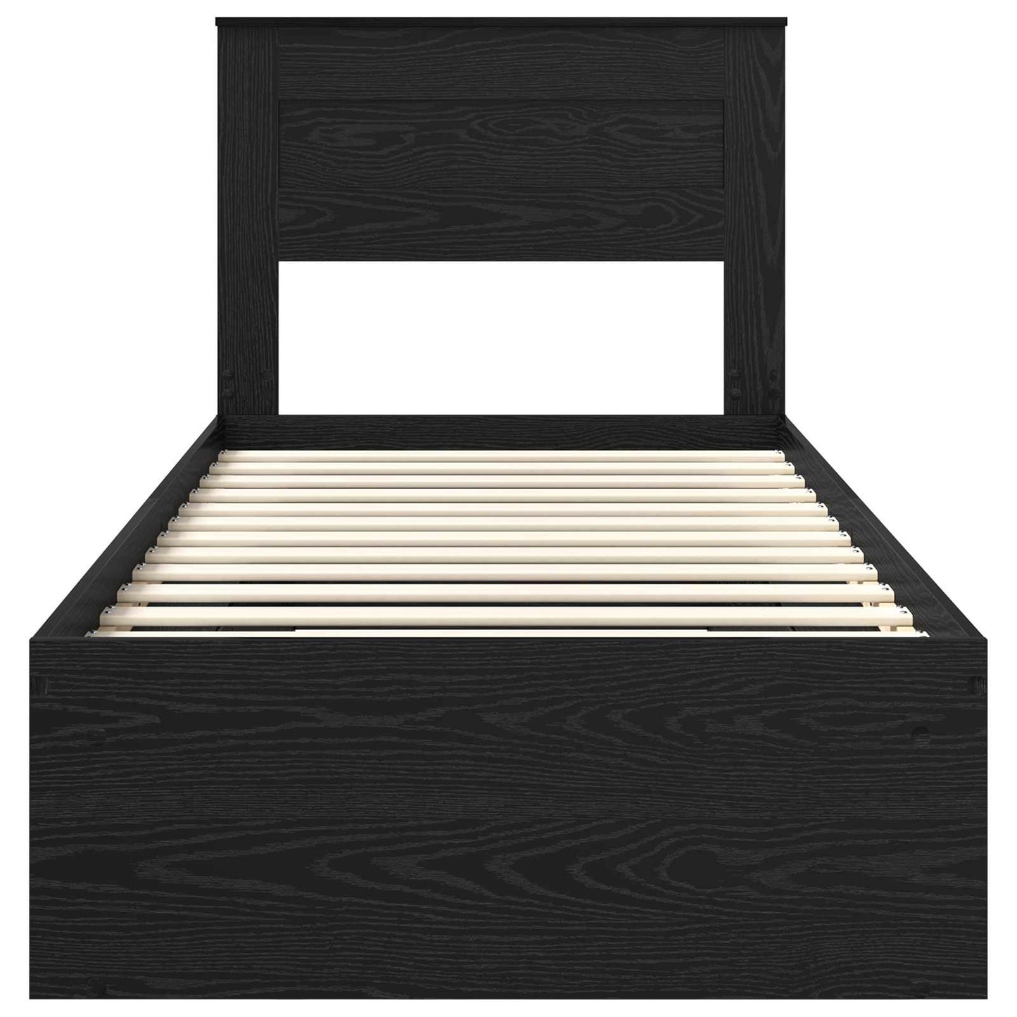 Bed Frame with Headboard Black 75 x 190 cm Solid Pine Wood