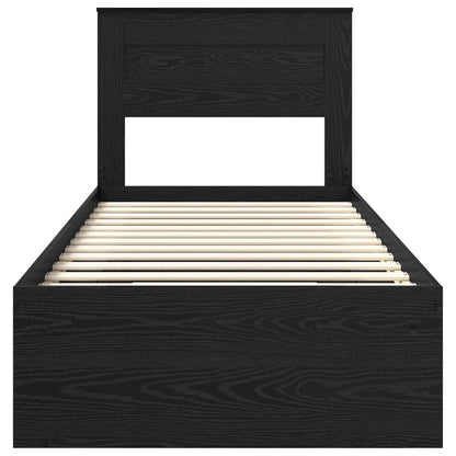 Bed Frame with Headboard Black 75 x 190 cm Solid Pine Wood