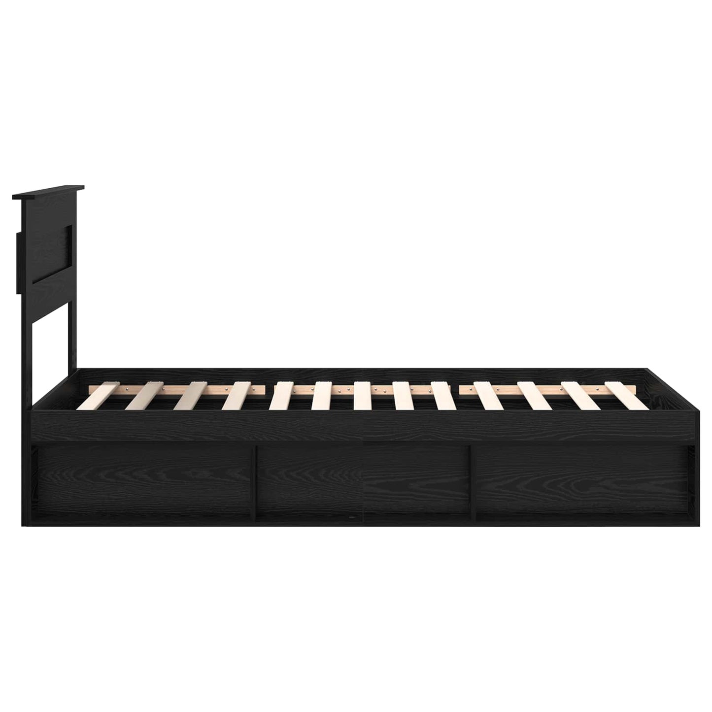 Bed Frame with Headboard Black 75 x 190 cm Solid Pine Wood