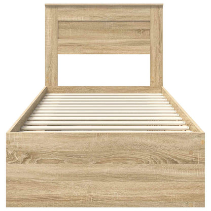 Bed Frame with Headboard Sonoma Oak 75 x 190 cm Solid Pine Wood
