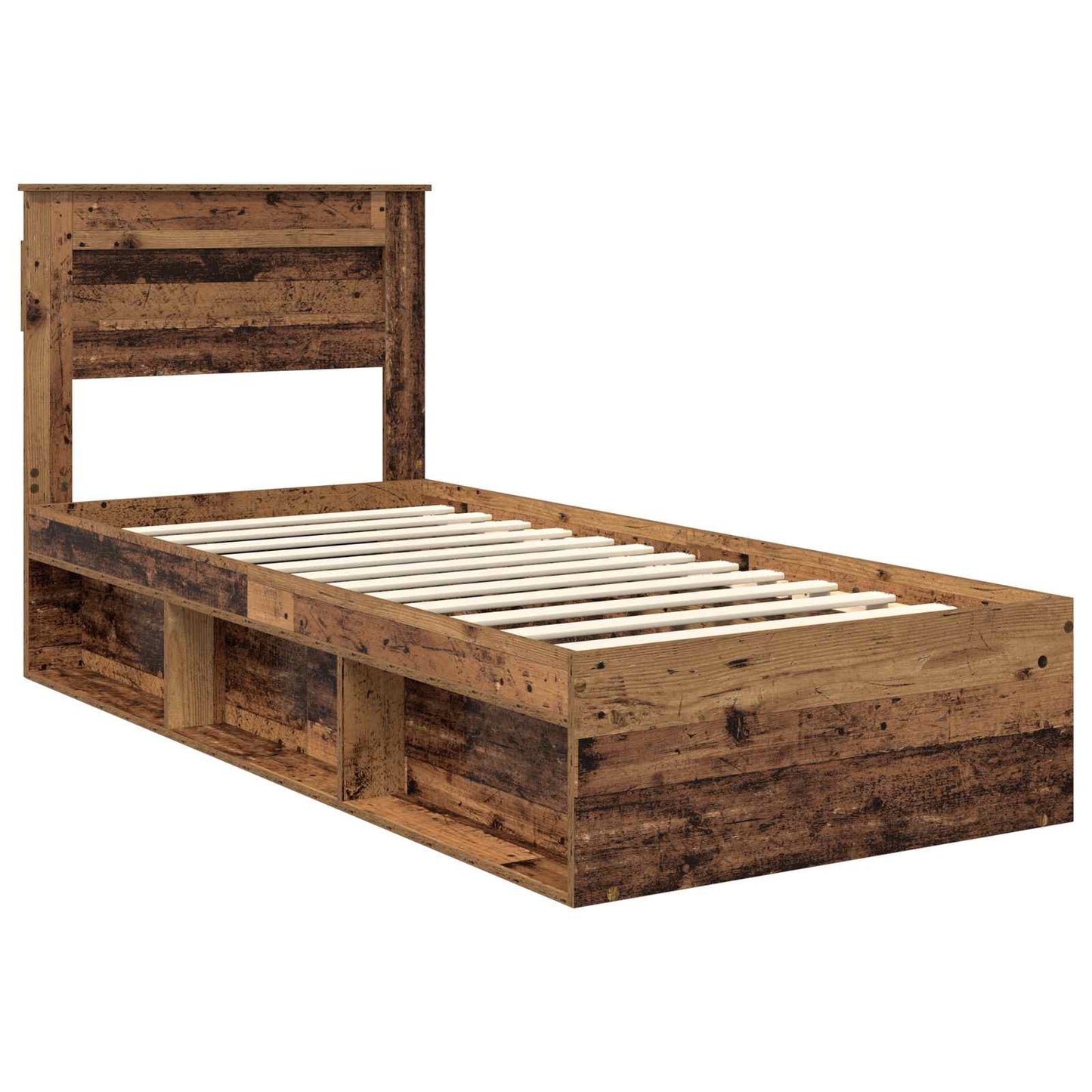 Bed Frame with Headboard Old Wood 75 x 190 cm Solid Pine Wood