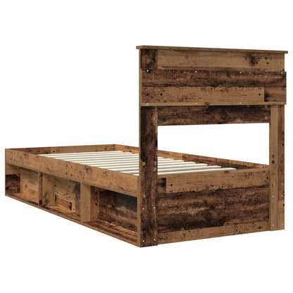 Bed Frame with Headboard Old Wood 75 x 190 cm Solid Pine Wood