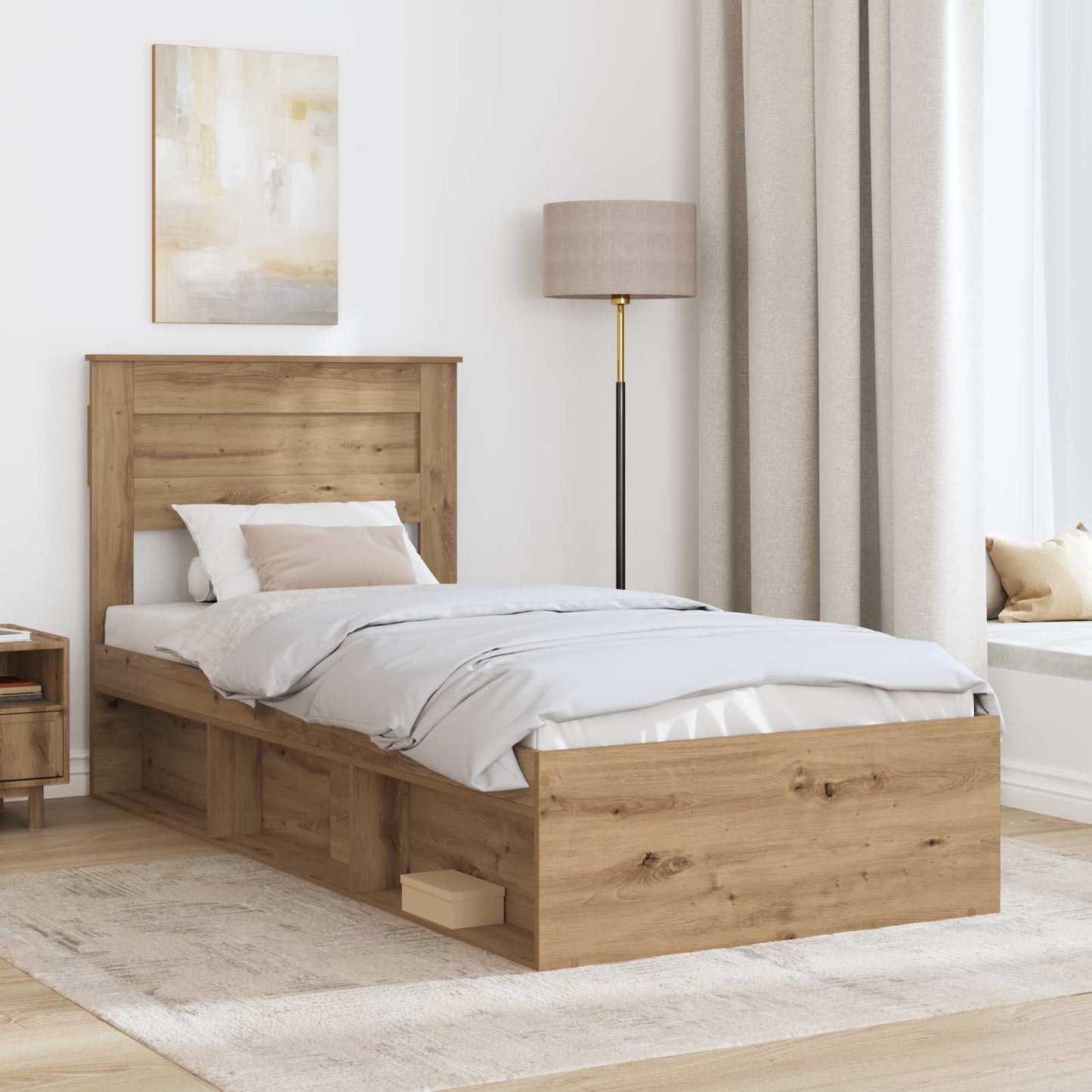 Bed Frame Artisian Oak 75 x 190 cm Solid Pine Wood
