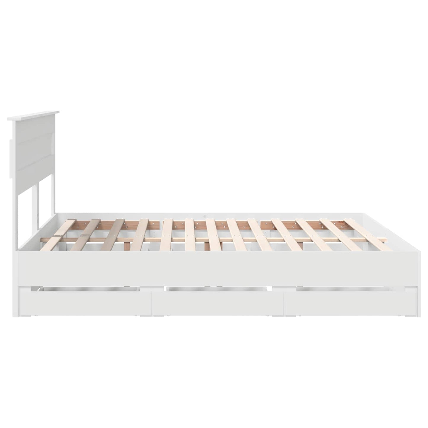 Bed Frame with Drawer White 200 x 200 cm Engineer Wood