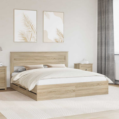Bed Frame with Drawer Sonoma Oak 200 x 200 cm Engineer Wood