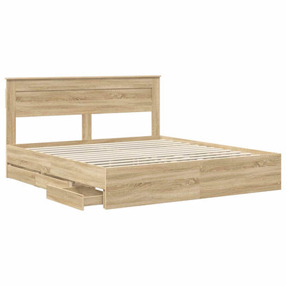 Bed Frame with Drawer Sonoma Oak 200 x 200 cm Engineer Wood