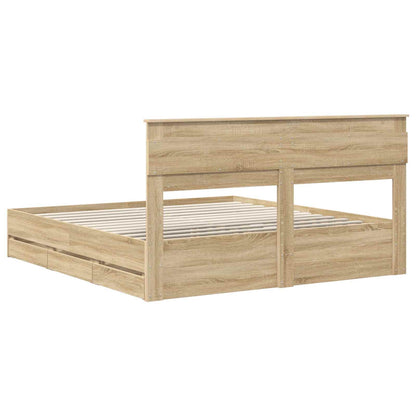 Bed Frame with Drawer Sonoma Oak 200 x 200 cm Engineer Wood