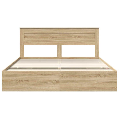 Bed Frame with Drawer Sonoma Oak 200 x 200 cm Engineer Wood