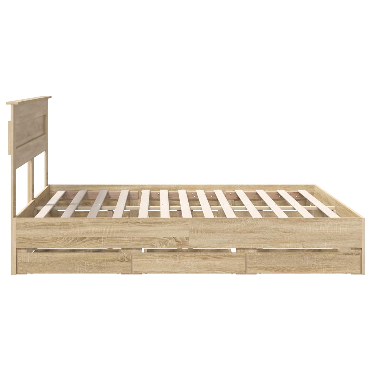 Bed Frame with Drawer Sonoma Oak 200 x 200 cm Engineer Wood