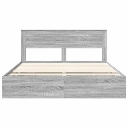Bed Frame with Drawer Grey Sonoma 200 x 200 cm Engineer Wood