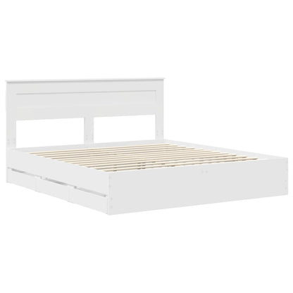 Bed Frame with Drawer White 180 x 200 cm Engineer Wood