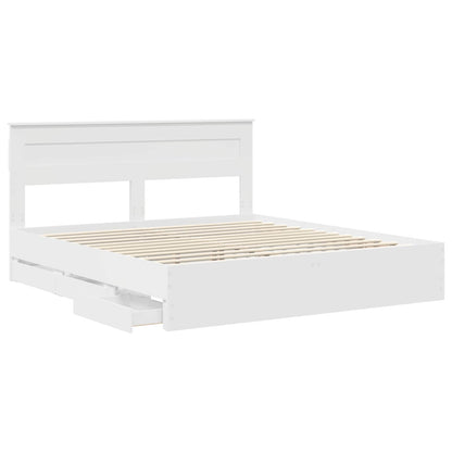 Bed Frame with Drawer White 180 x 200 cm Engineer Wood