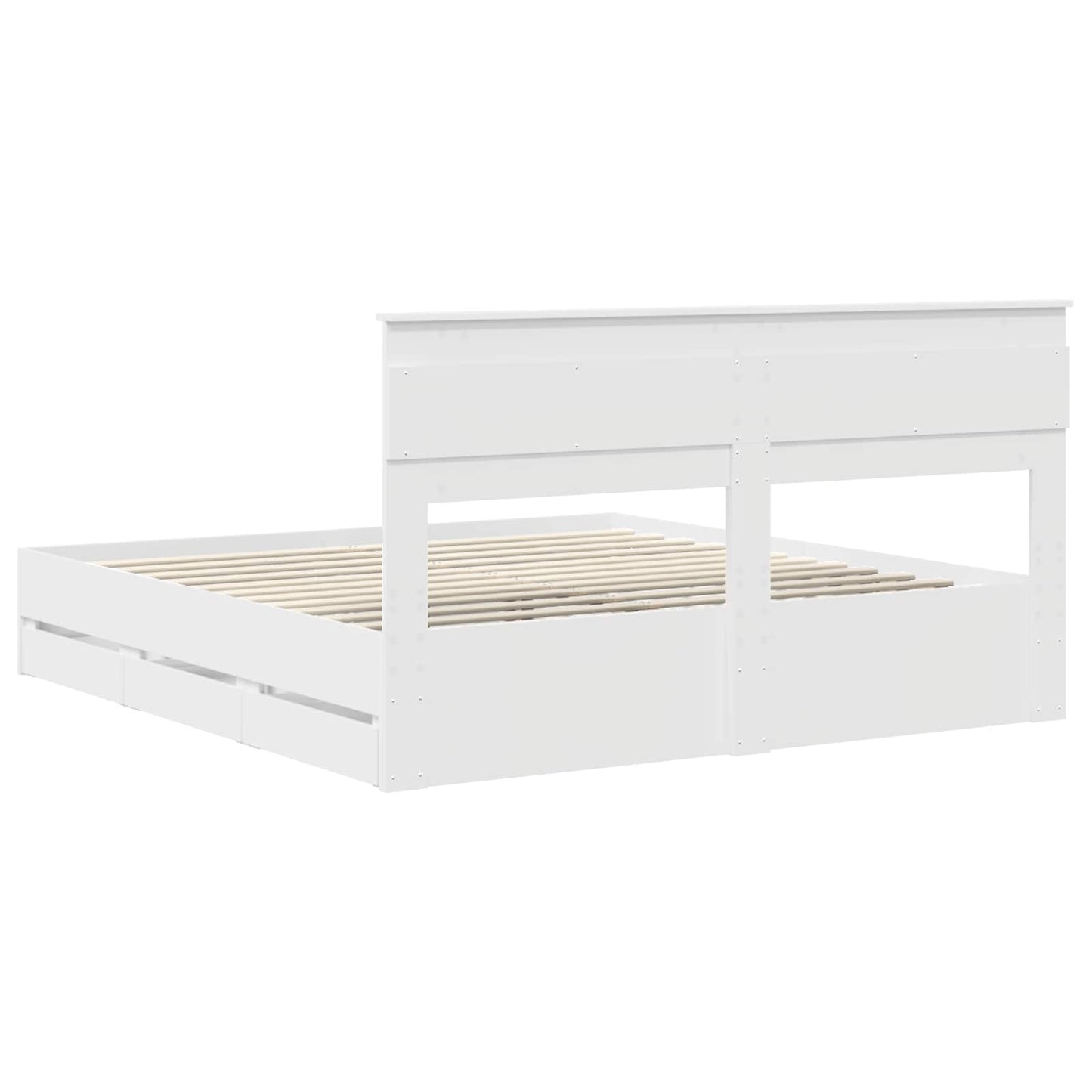 Bed Frame with Drawer White 180 x 200 cm Engineer Wood