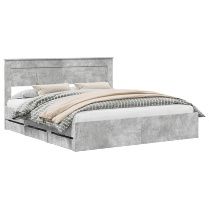 Bed Frame with Drawer Concrete Grey 180 x 200 cm Engineer Wood