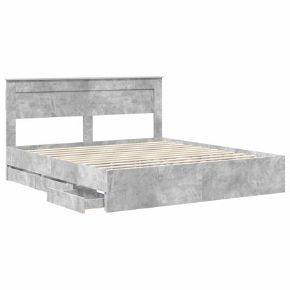 Bed Frame with Drawer Concrete Grey 180 x 200 cm Engineer Wood