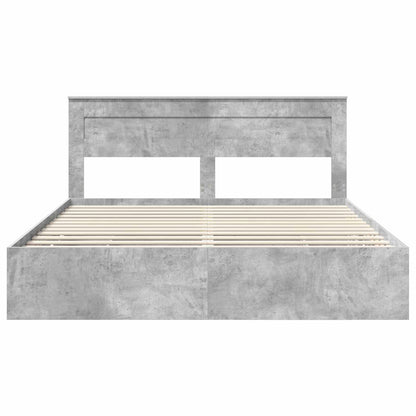 Bed Frame with Drawer Concrete Grey 180 x 200 cm Engineer Wood