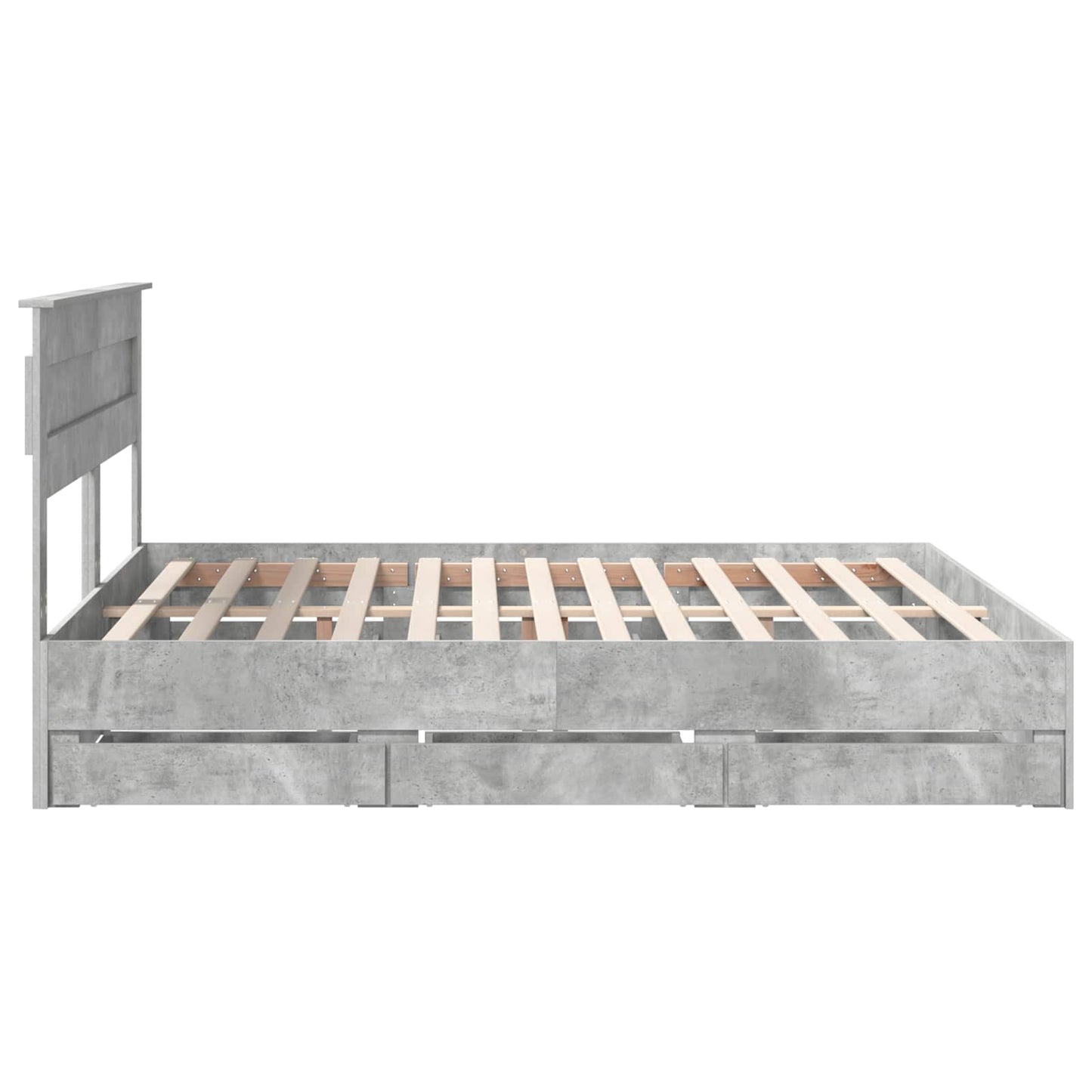 Bed Frame with Drawer Concrete Grey 180 x 200 cm Engineer Wood