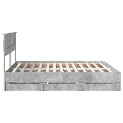 Bed Frame with Drawer Concrete Grey 180 x 200 cm Engineer Wood
