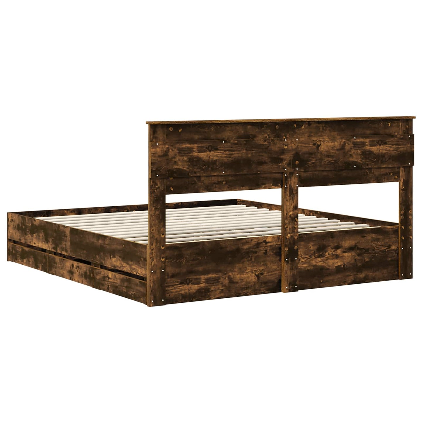 Bed Frame with Drawer Smoked Oak 180 x 200 cm Engineer Wood